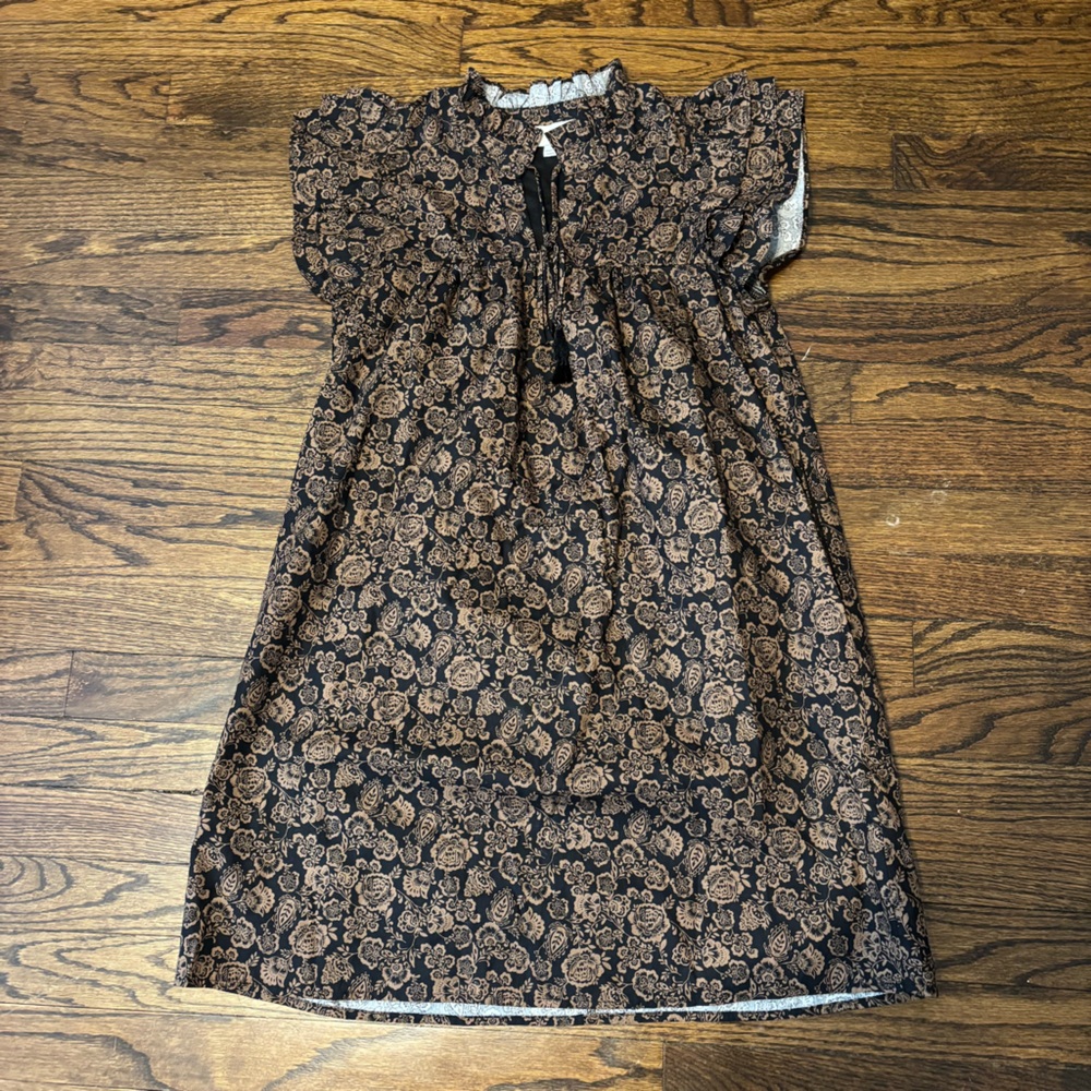 Pinch Brown and Black Cotton Cottage Core  Dress